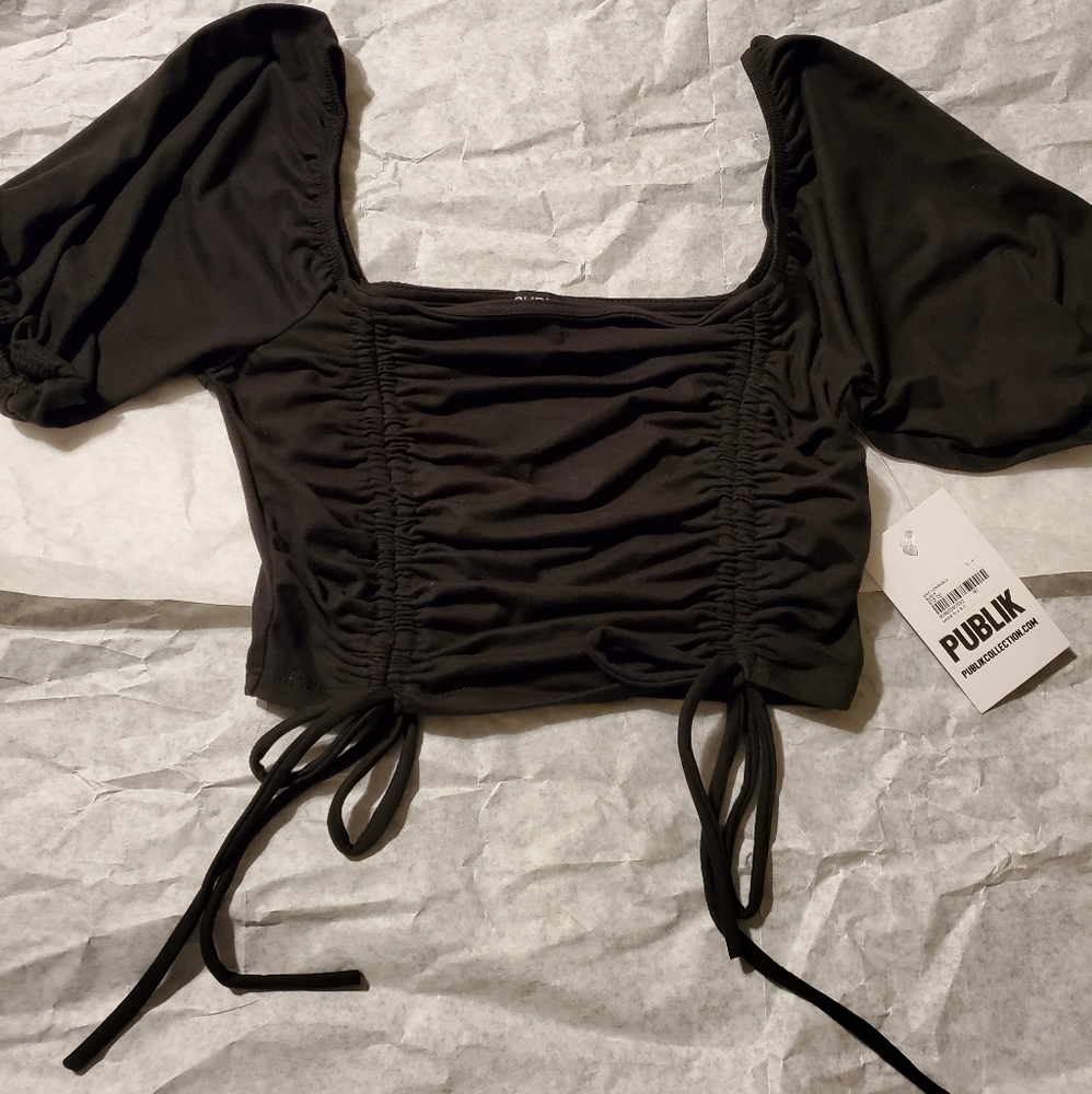 Ruched Drawstring Crop Top